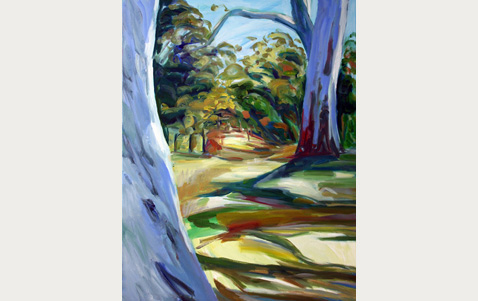 Painting of path through trees